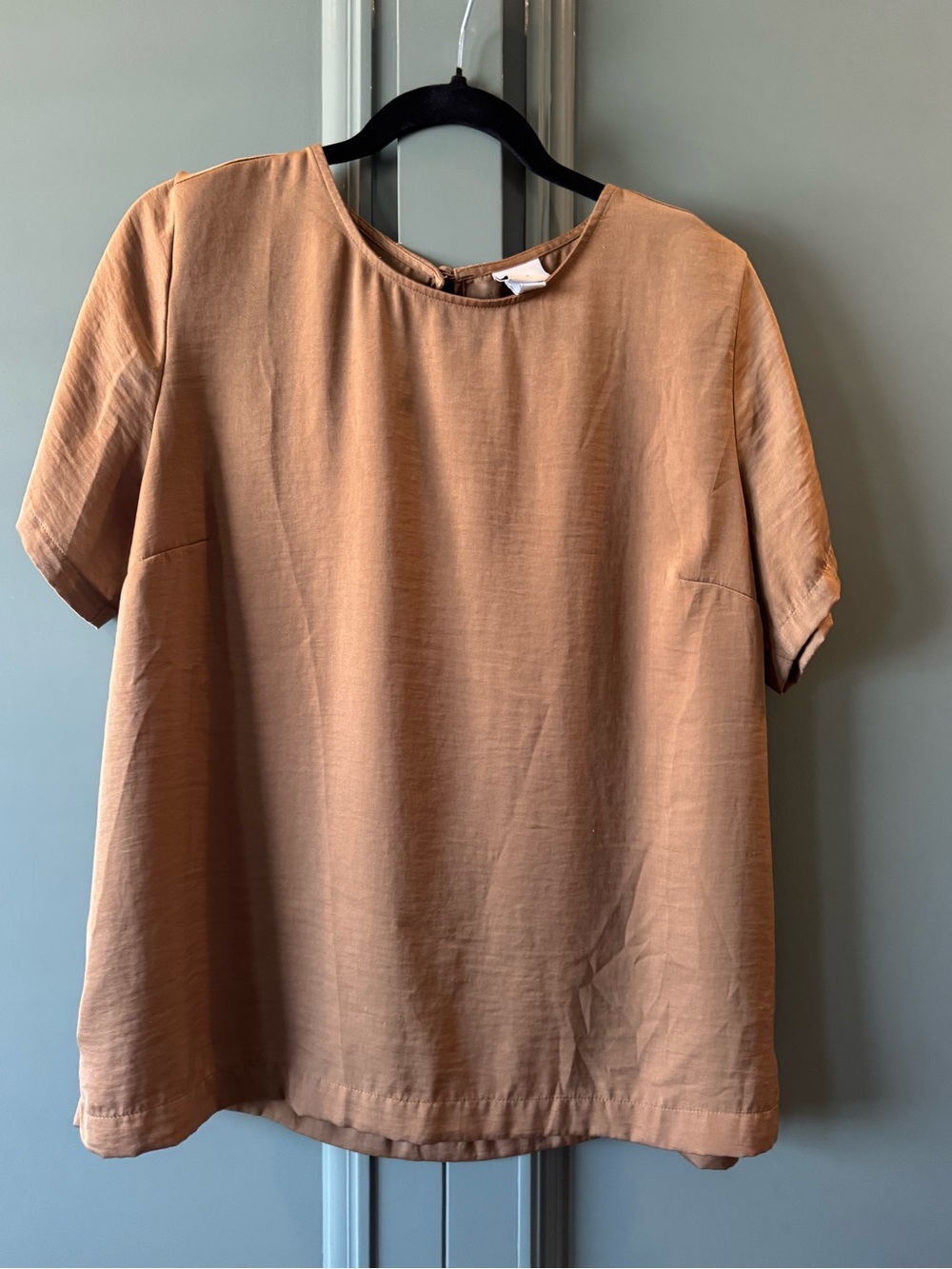 A New Day Short-Sleeve Blouse Gold/Camel Blouse - Size XL